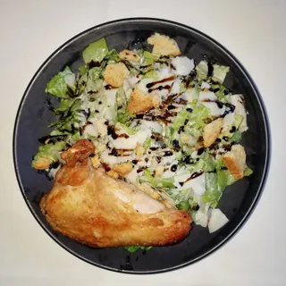 Caesar salad with chicken, Parmesan and croutons