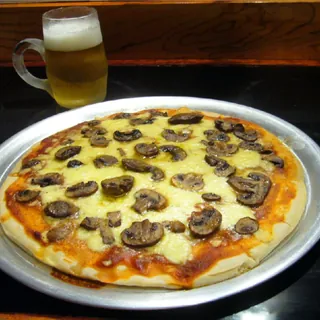 A mushroom pizza