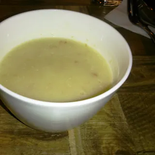 A bowl of cream of mushroom soup